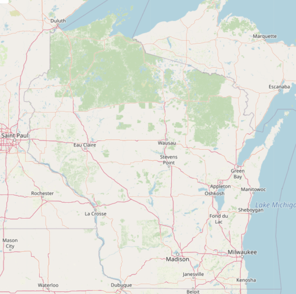 Green Bay Map with cities