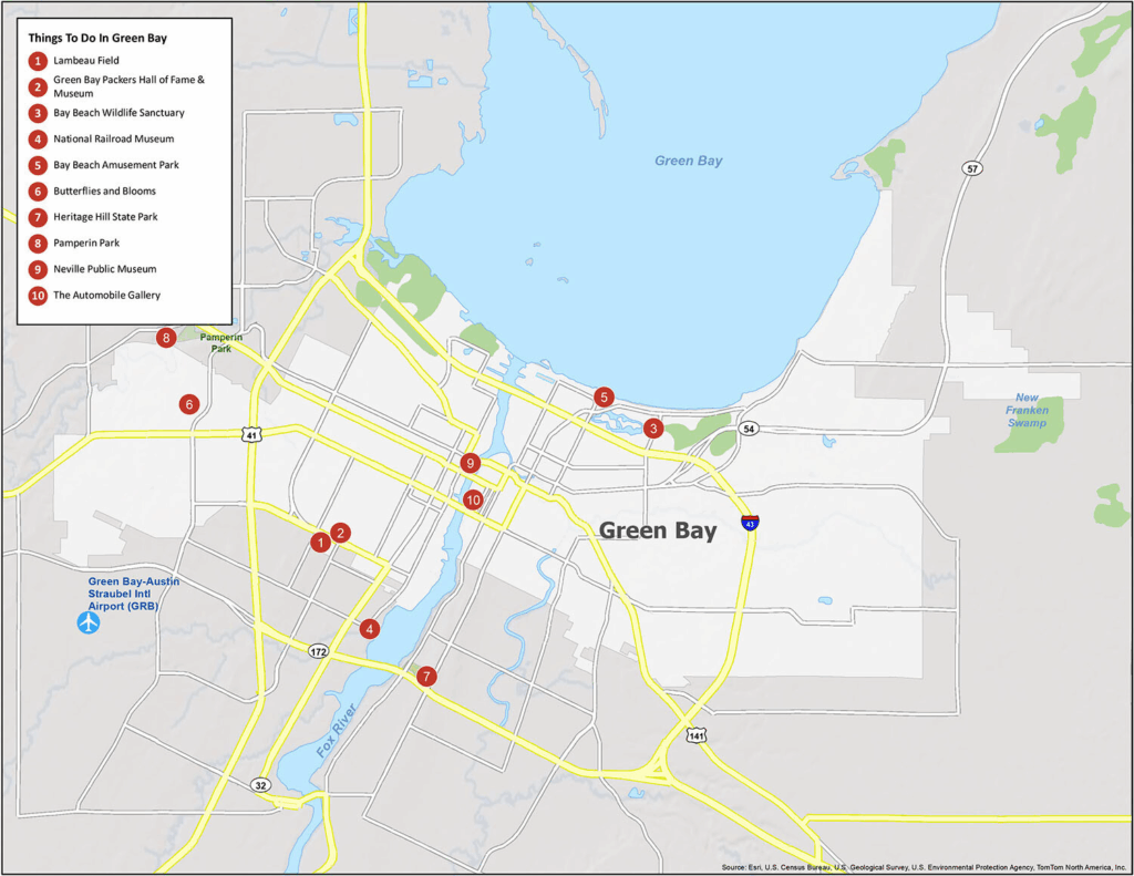 green bay tourist map