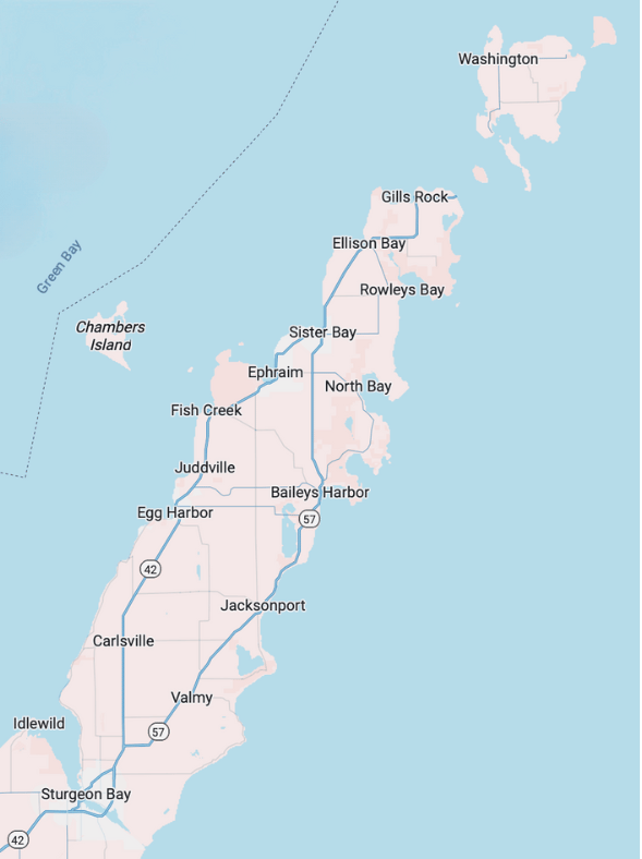 Door County Map with Towns