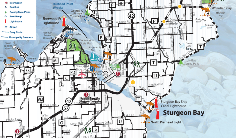 Sturgeon Bay Tourist Map